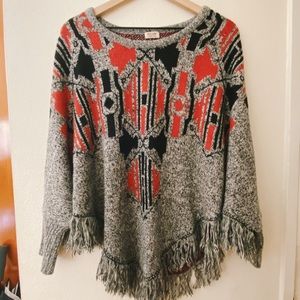 3/$12🔥 Mossimo Sweater Poncho Fringe Tribal